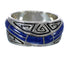 Lapis Inlay Water Wave Southwestern Authentic Sterling Silver Ring Size 7-1/2 WX61038